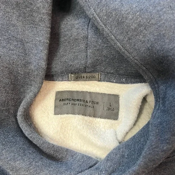 Abercrombie & Fitch Men's Oversized Hoodie Blue Gray Size L Pullover Soft A&F - Picture 3 of 6